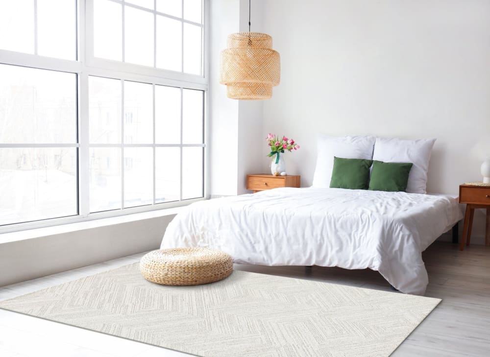 Tapis design ultra doux en fibres recyclées beige 200 x 290 cm — vue 3