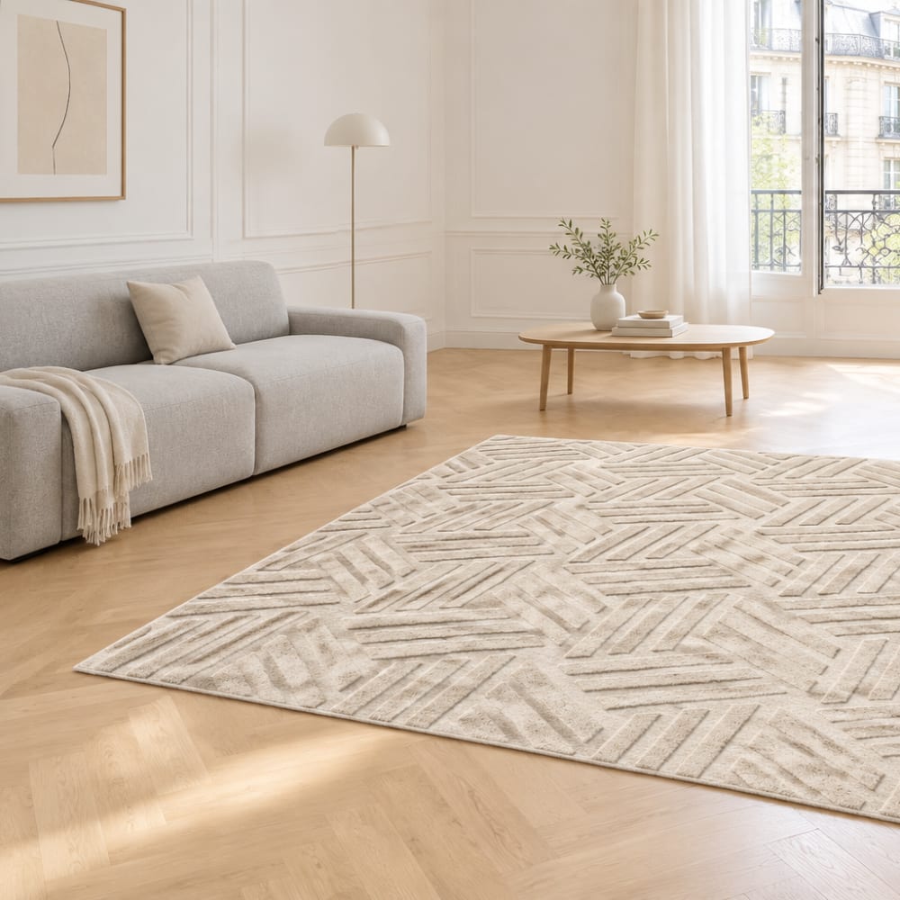 Tapis ultra doux fait main en fibres naturelles beige 120 x 170 cm - Maisons du Monde
