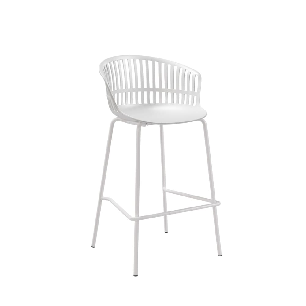 Koketto Home Niedriger Hocker mit Rückenlehne aus Polypropylen weiß - Pc - Polycarbonat