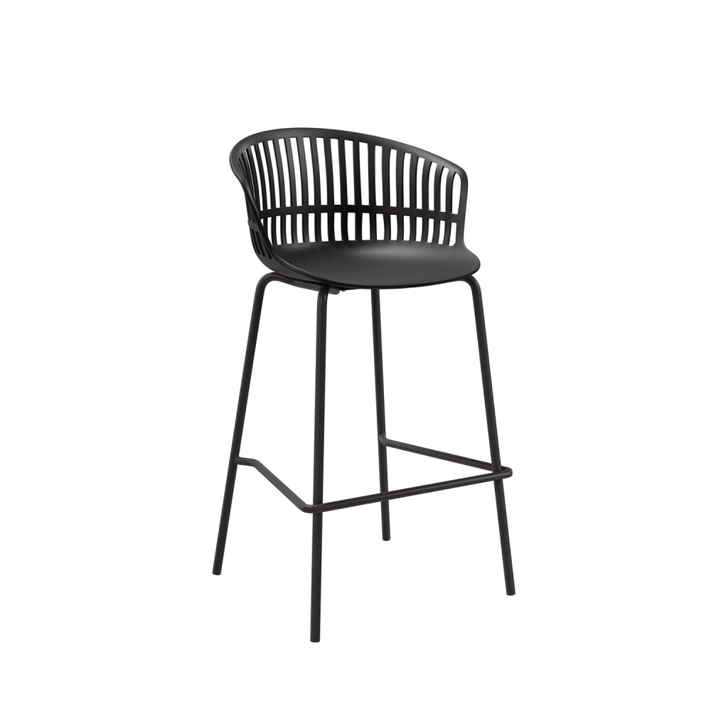 Koketto Home Niedriger Hocker mit Rückenlehne aus Polypropylen schwarz - Pc - Polycarbonat
