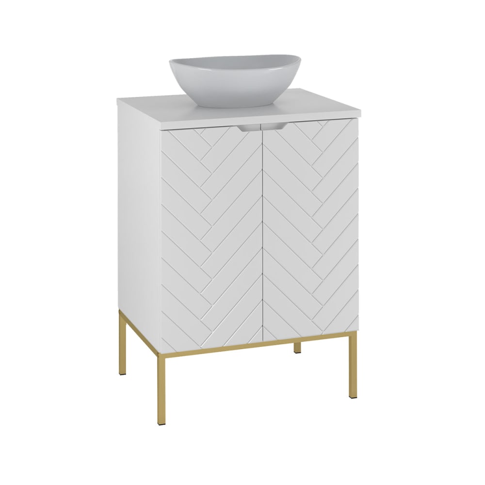 Ensemble meuble simple vasque 60cm panneaux mélaminé et mdf blanc - Maisons du Monde