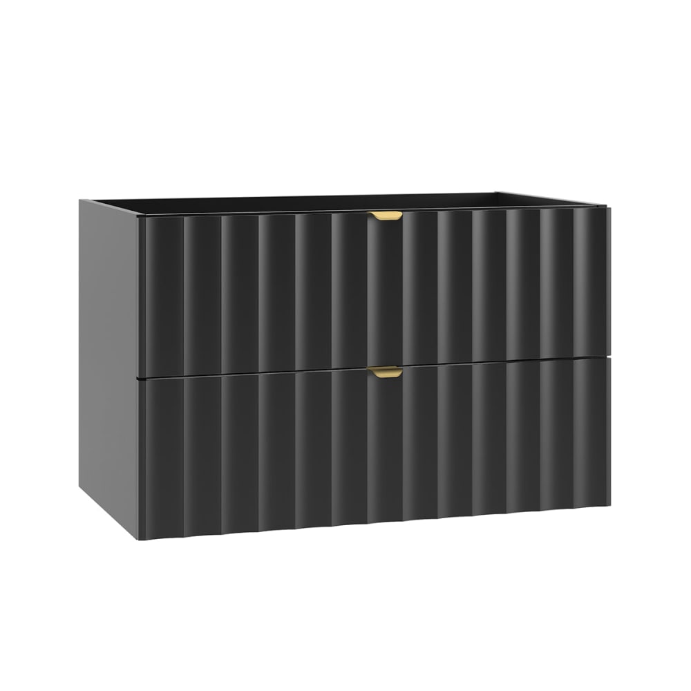Petits meubles Meuble sous-vasque 80cm panneaux mélaminé et mdf noir Noir Panneau De Particules - 80x50x46cm