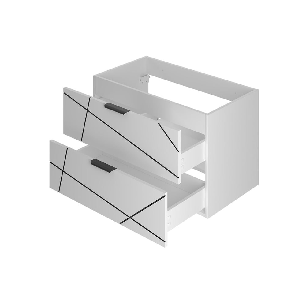 Meuble sous-vasque 80cm plan panneaux mélaminé et mdf blanc - Maisons du Monde
