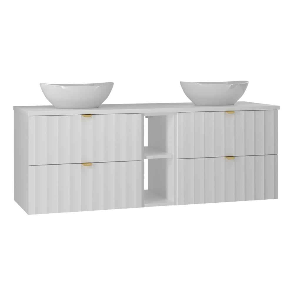 Meuble double vasque stratifiés blanc
