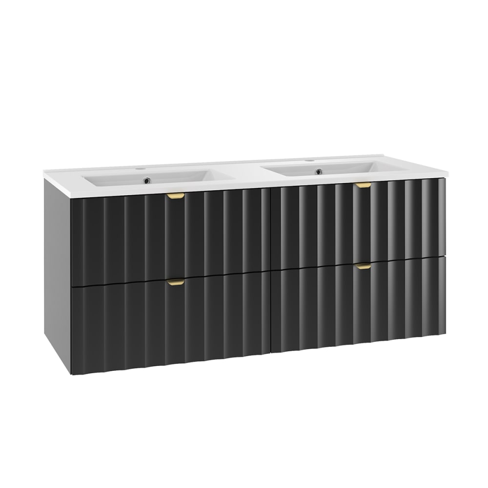 Meuble double vasque encastrée stratifiés noir