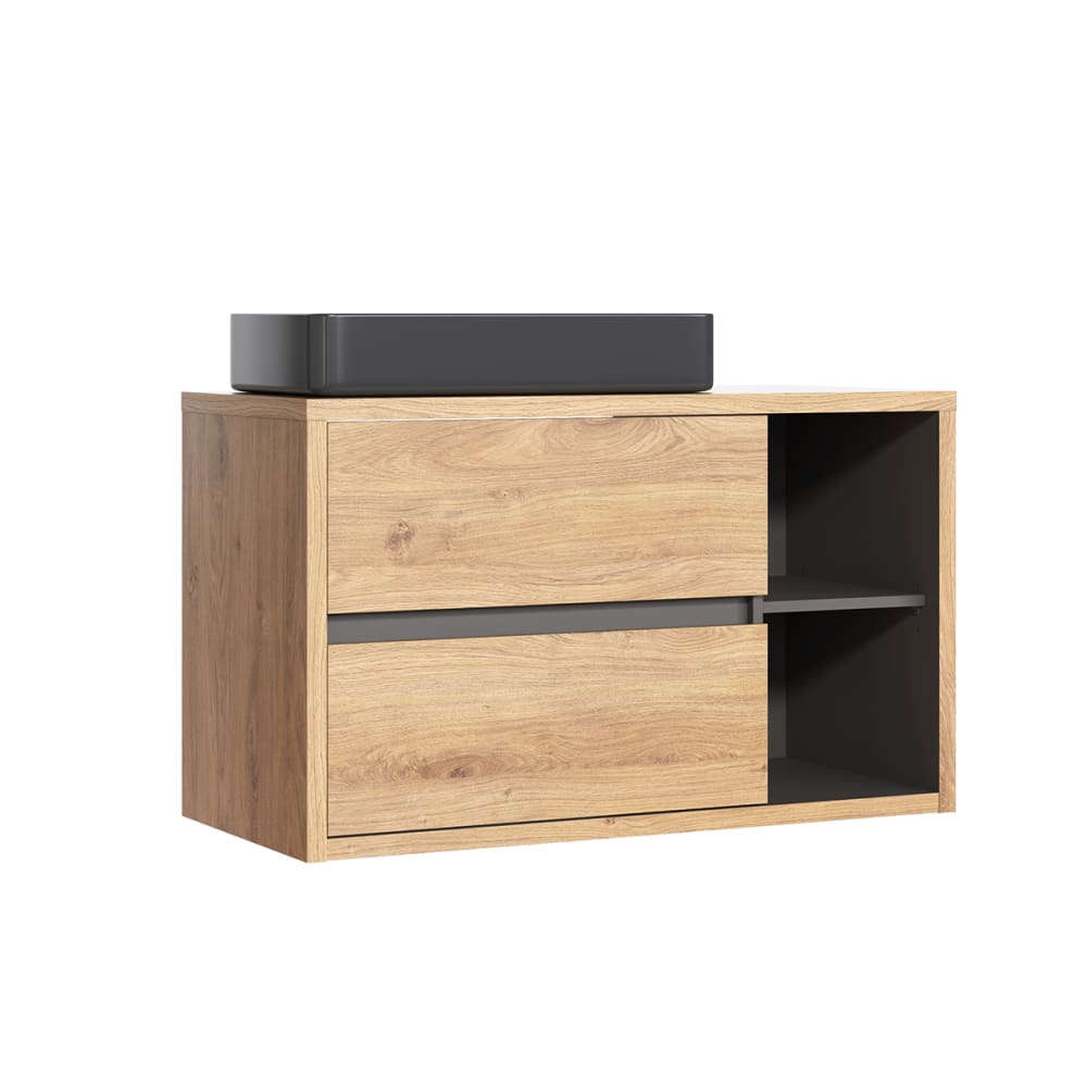 Meuble vasque stratifiés beige et anthracite