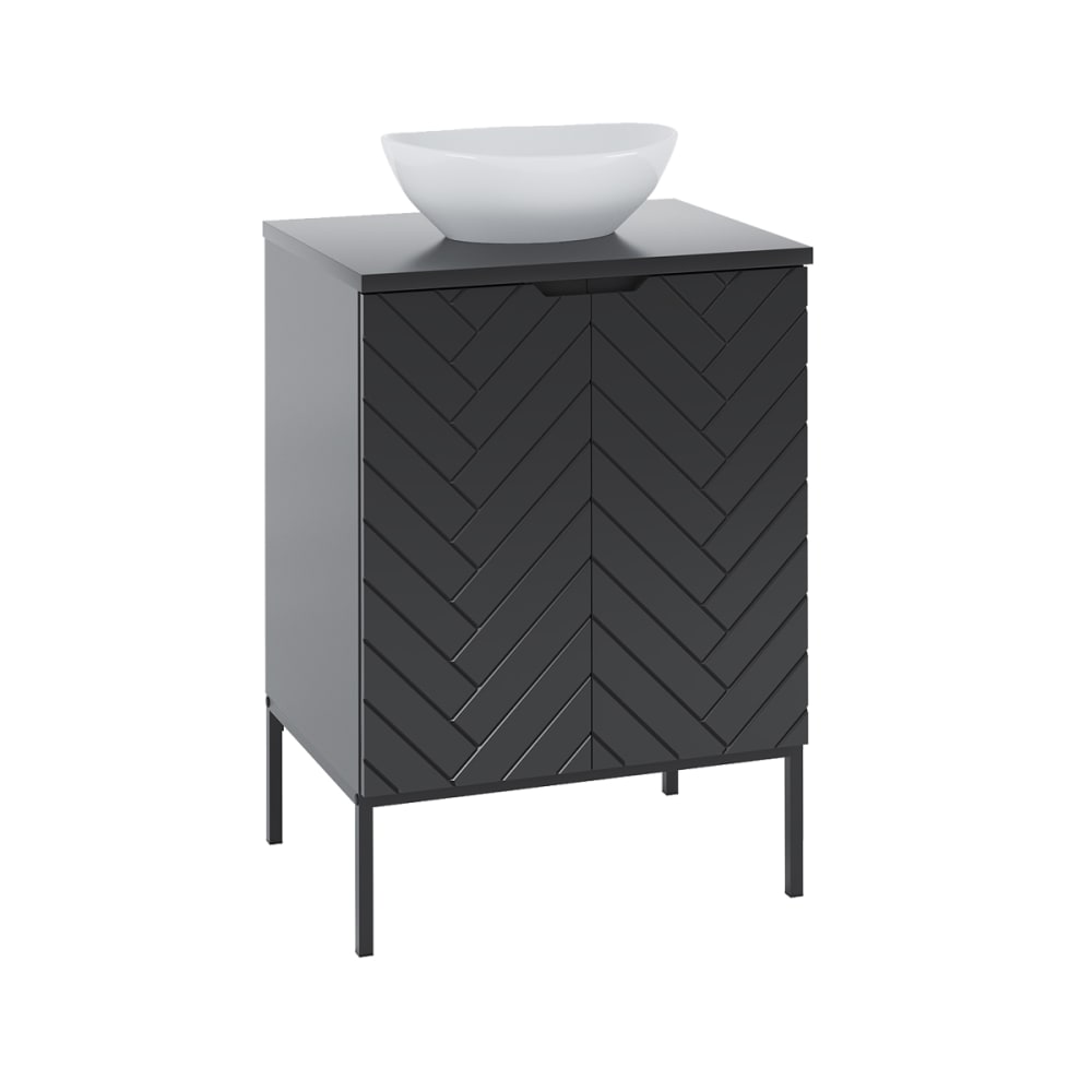 Meuble vasque 2 portes sur pieds stratifiés noir