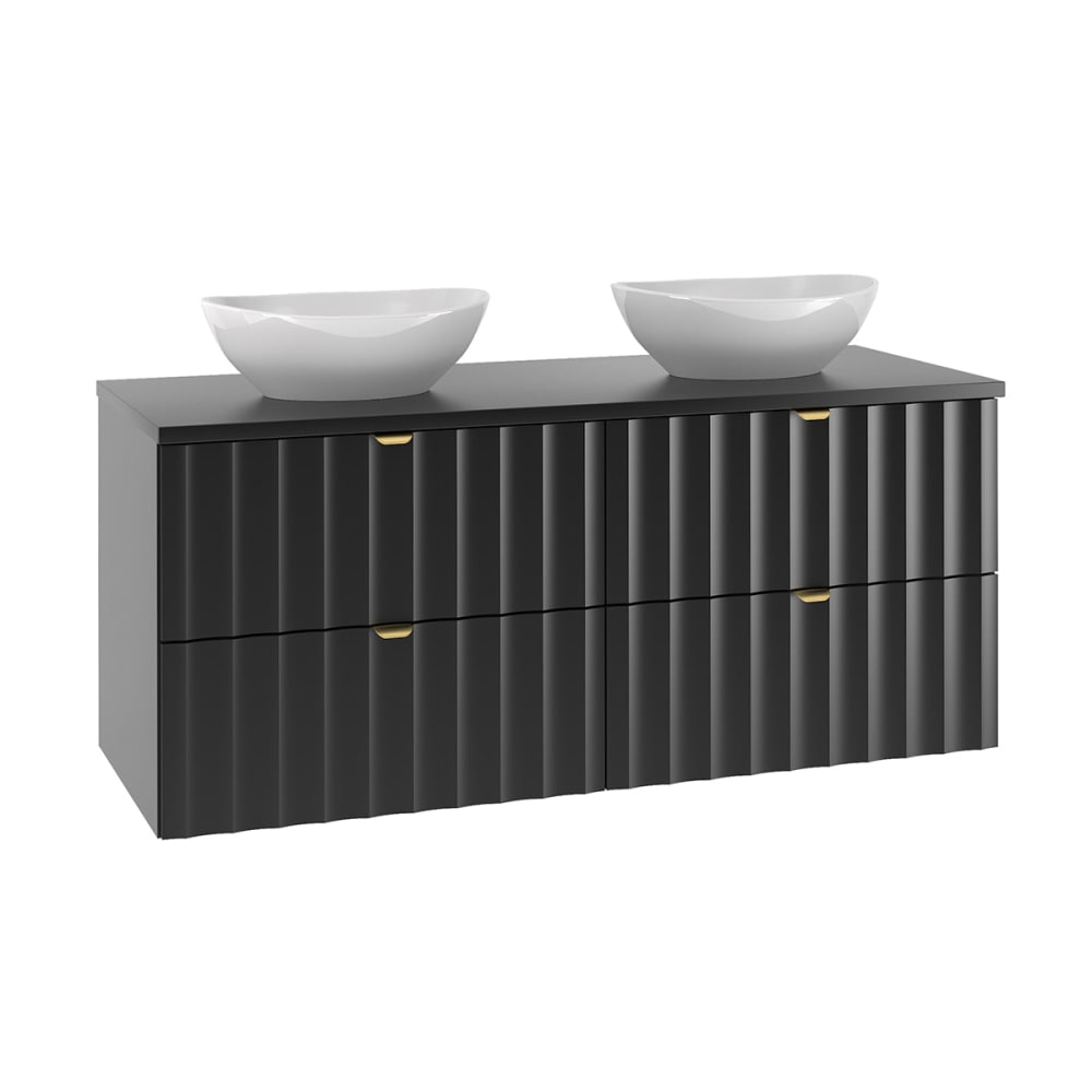 Petits meubles Doppelwaschtisch 120cm Melamin Schwarz Schwarz Spanplatte
