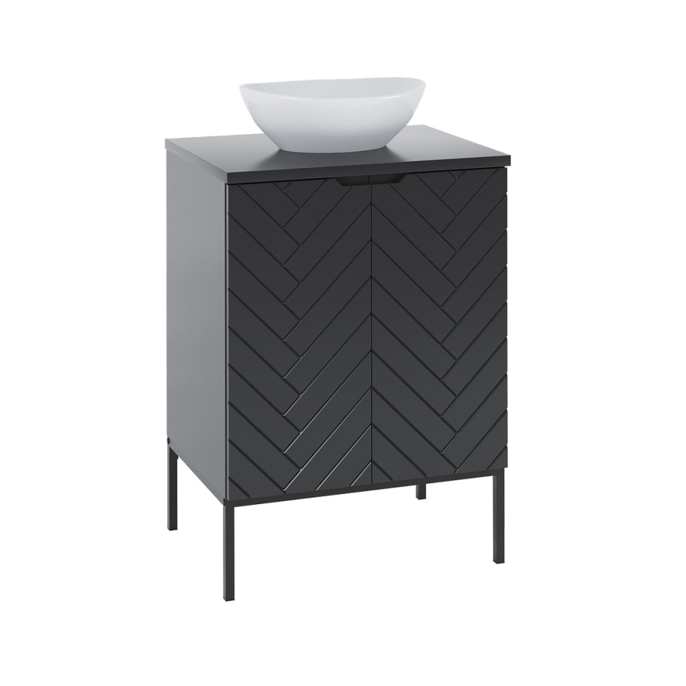 Ensemble meuble simple vasque 60cm panneaux mélaminé et mdf noir - Maisons du Monde