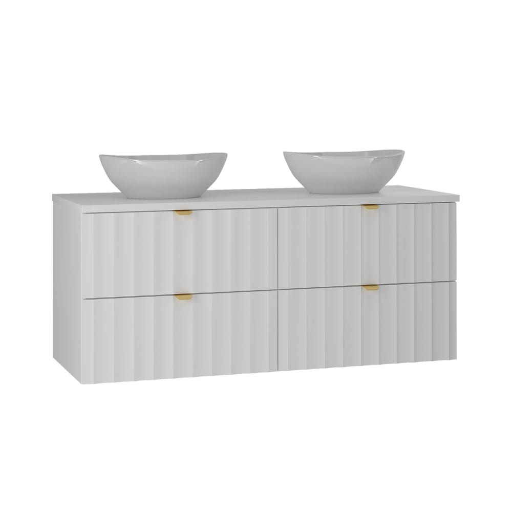 Petits meubles Meuble double vasque 120cm panneaux mélaminé et mdf blanc Blanc Panneau De Particules - 121x52x47cm