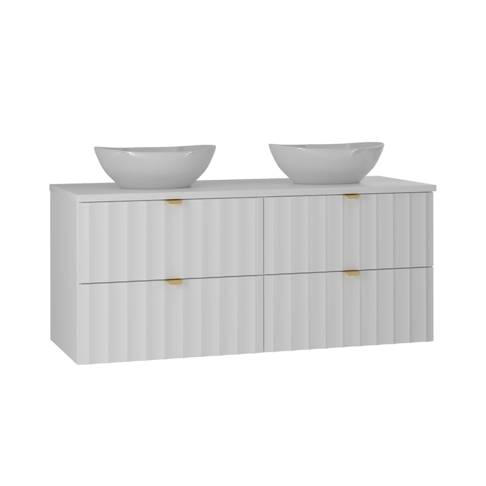 Meuble double vasque stratifiés blanc