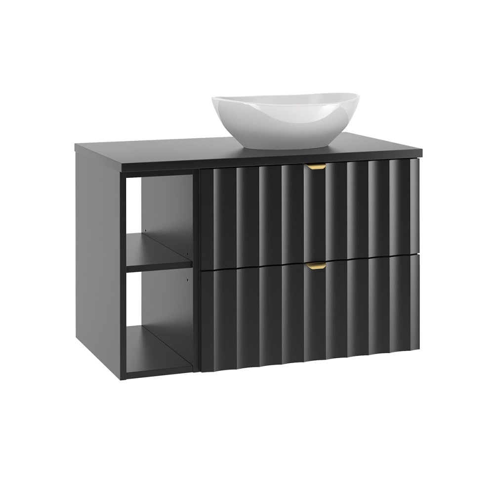 mueble lavabo individual 80cm paneles de melamina y mdf negro