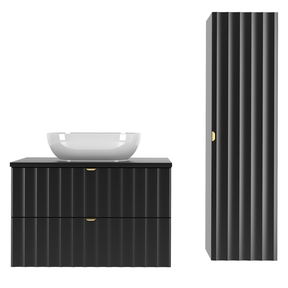 Ensemble meuble vasque colonne stratifiés noir