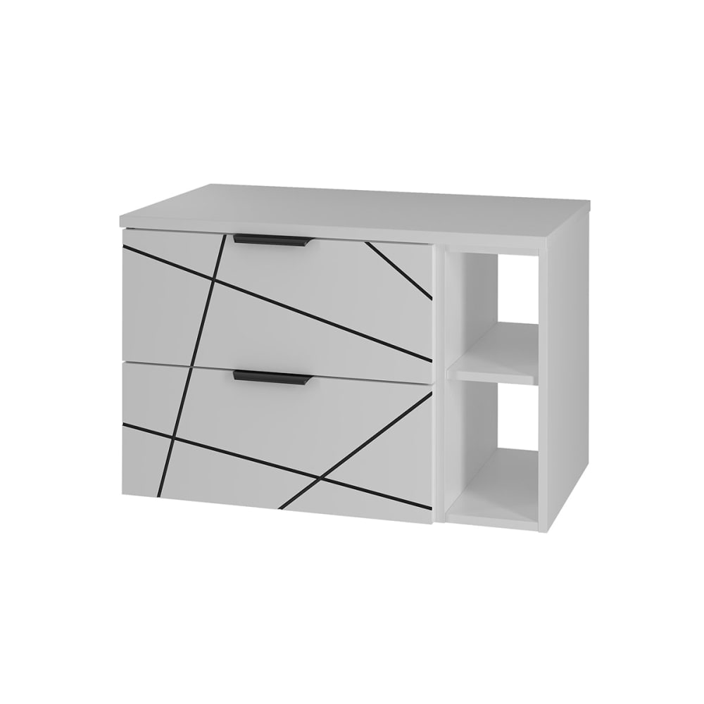 Petits meubles Meuble sous-vasque 80cm 2 niches plan panneaux mélaminé et mdf blanc Blanc Panneau De Particules - 80x52x46cm