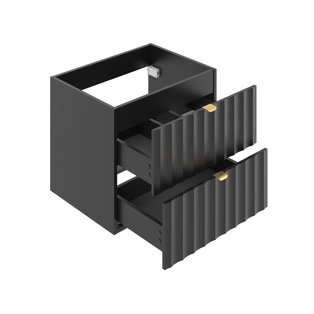 Meuble sous-vasque 60cm plan panneaux mélaminé et mdf noir - Maisons du Monde