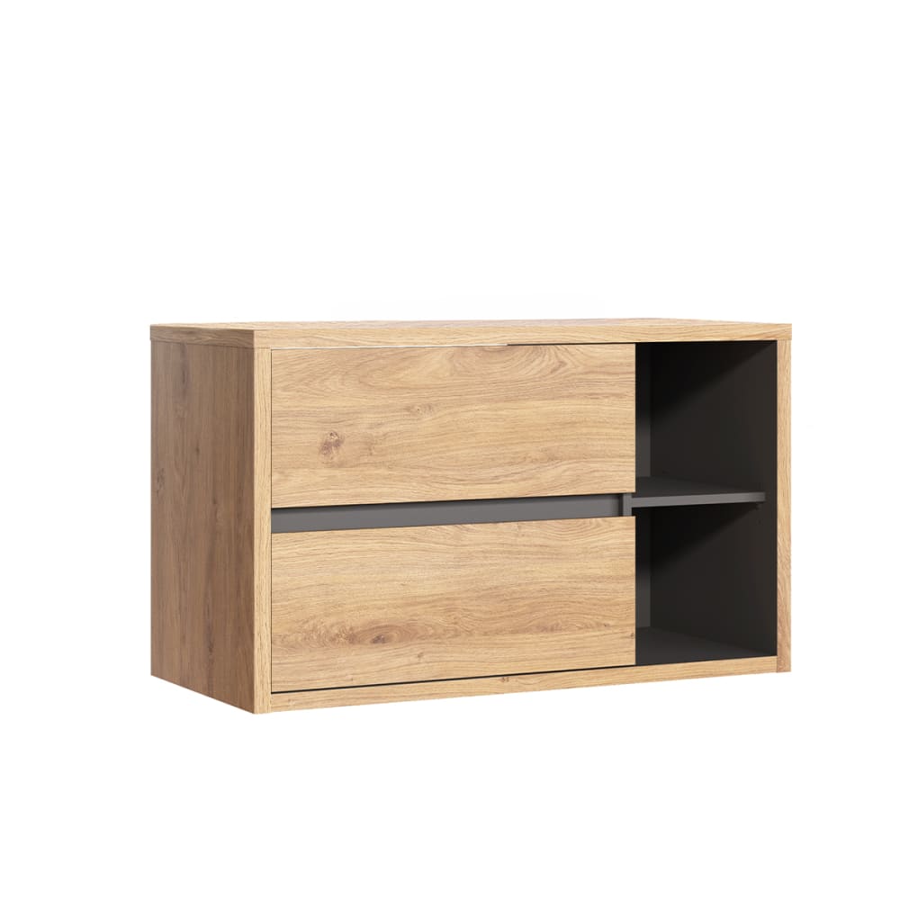 Meuble sous-vasque plan de toilette stratifiés beige et anthracite