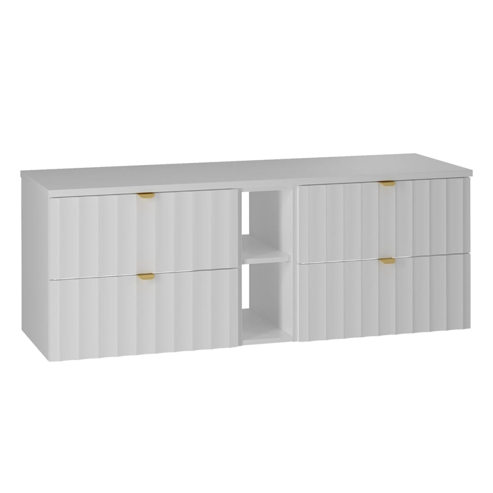 Petits meubles Waschtisch 140cm 2 Nischen Waschtisch Melamin Weiß Weiß Spanplatte