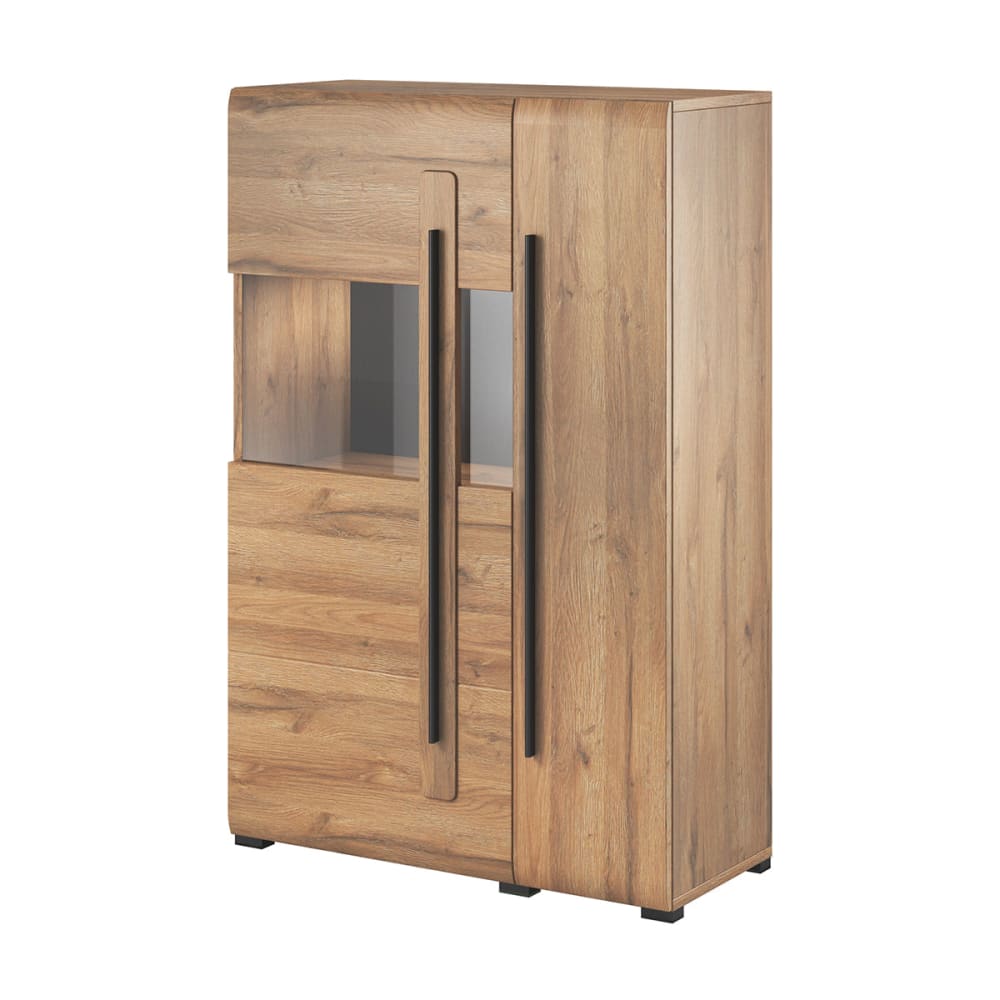 Vaisselier 2 portes avec led panneaux agglomérés stratifiés marron