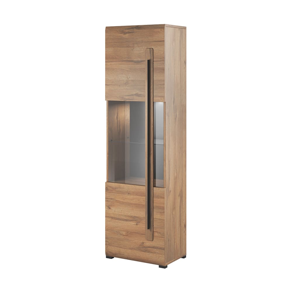 Vitrine 1 porte avec led panneaux stratifiés marron