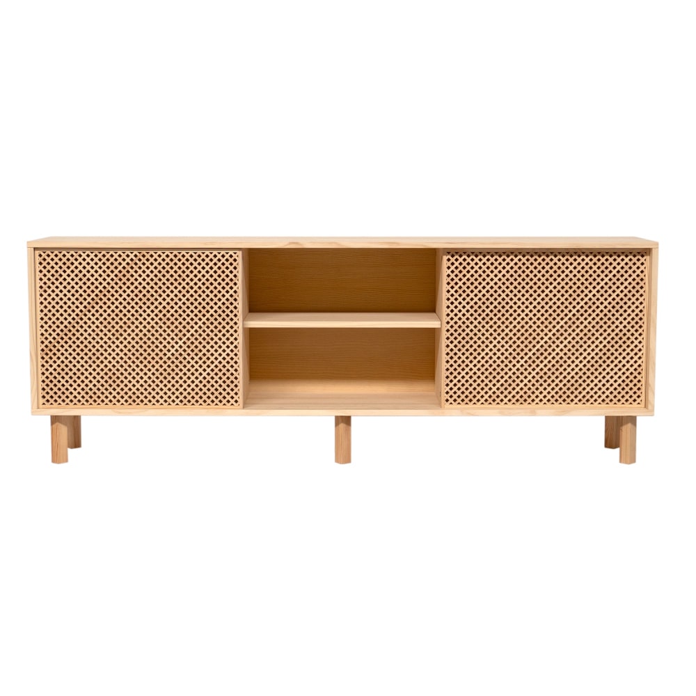 Buffet 2 portes en bois massif naturel 180 cm Verni