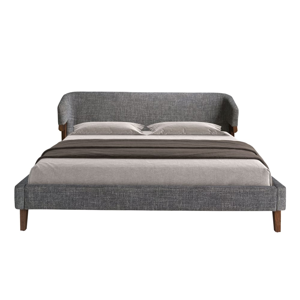 Lit double élégant en tissu gris - Maisons du Monde