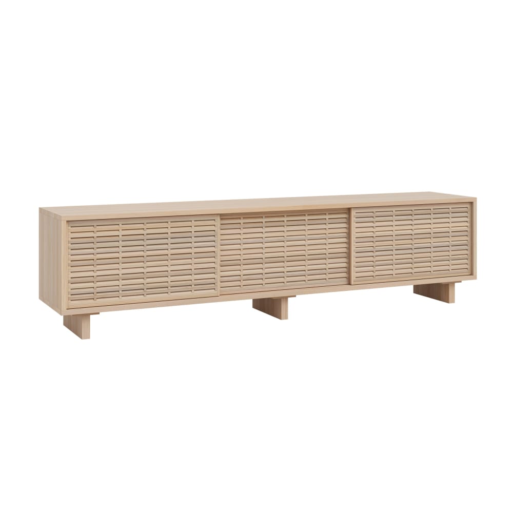 Meuble TV en bois de pin massif naturel 180 cm Verni