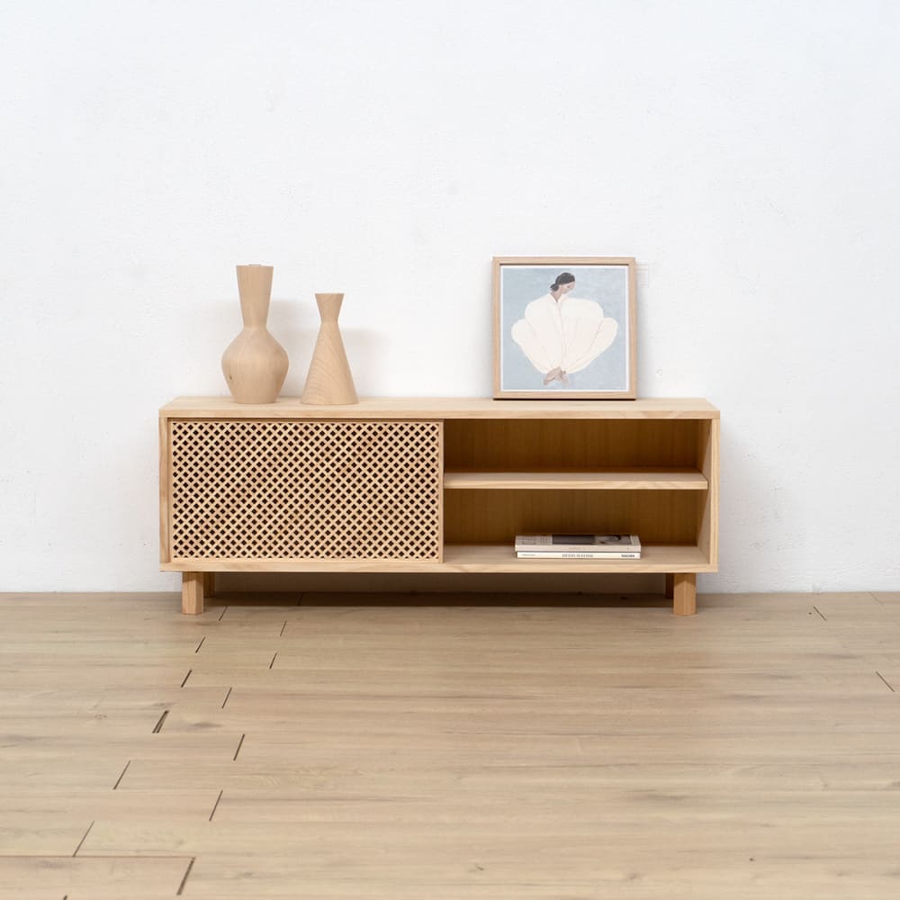 Meuble TV avec 1 portes en bois naturel 120 cm Verni - Maisons du Monde