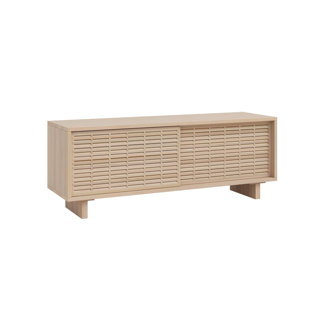 Meuble TV en bois de pin massif naturel 120 cm Verni