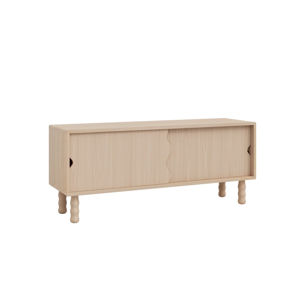 Meuble TV bas en bois massif naturel 120 cm Non verni