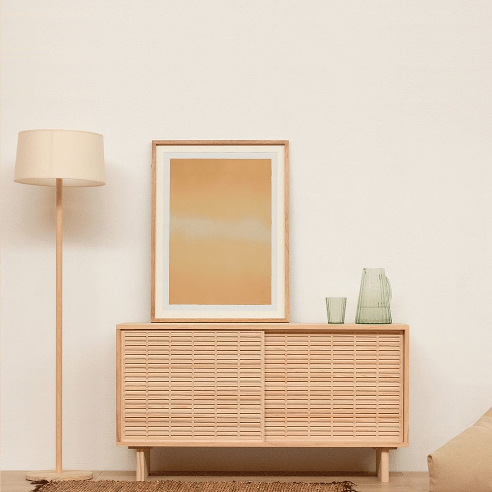 Buffet en bois massif naturel 120 cm Verni - Maisons du Monde
