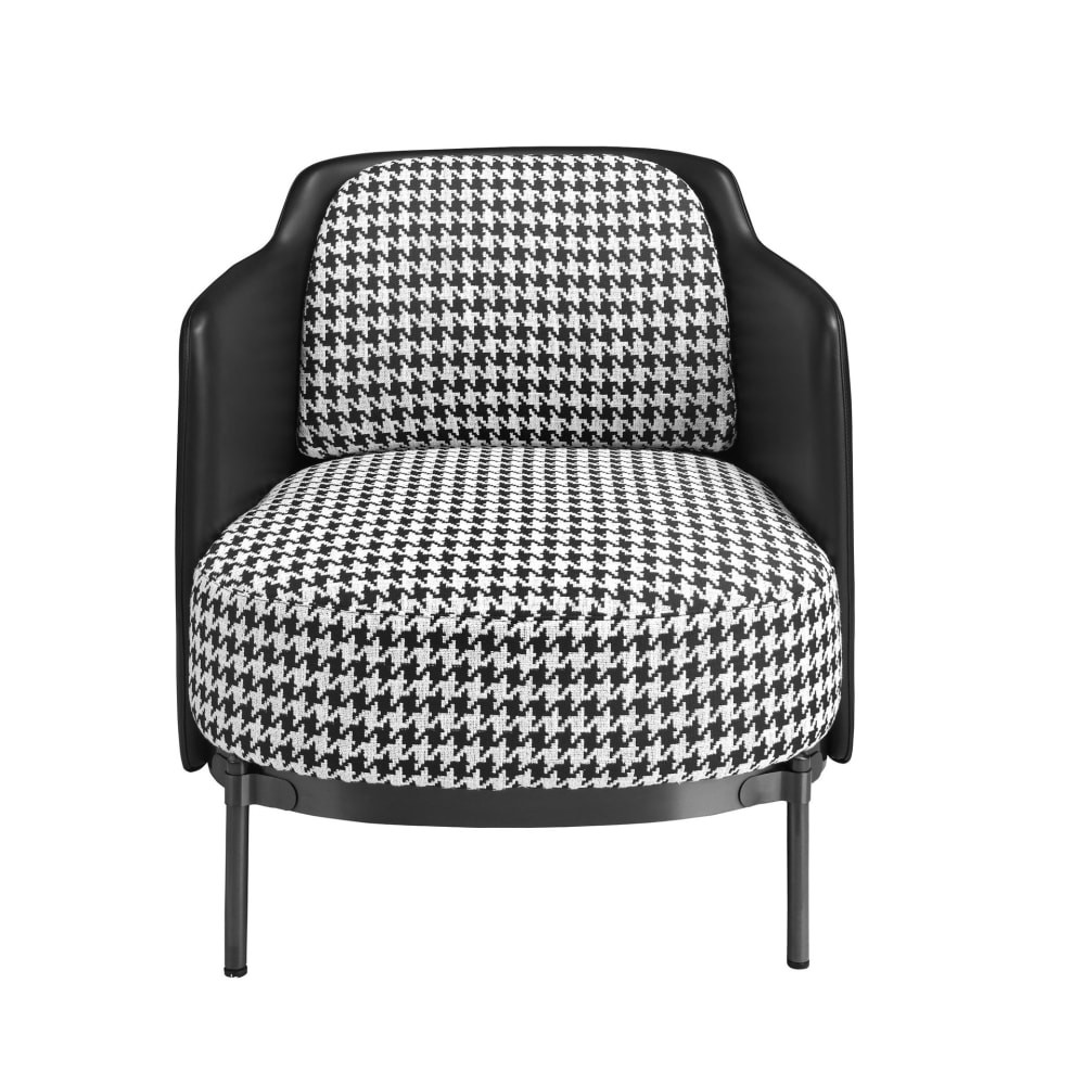 Fauteuil Moderne en Tissu Noir et Blanc avec Similicuir Noir