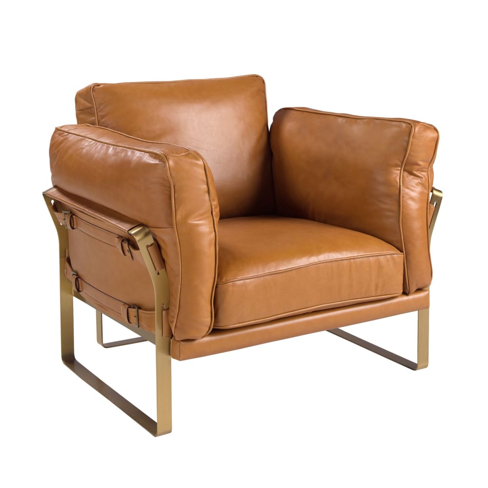 Fauteuil en cuir camel Fauteuil en cuir camel