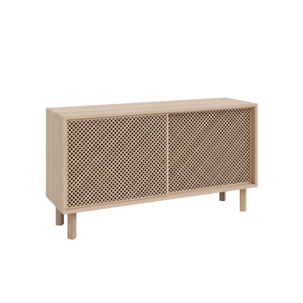 Naan Furniture Sideboard aus massivem Naturholz mit 2 Türen 120 cm Lackiert Braun