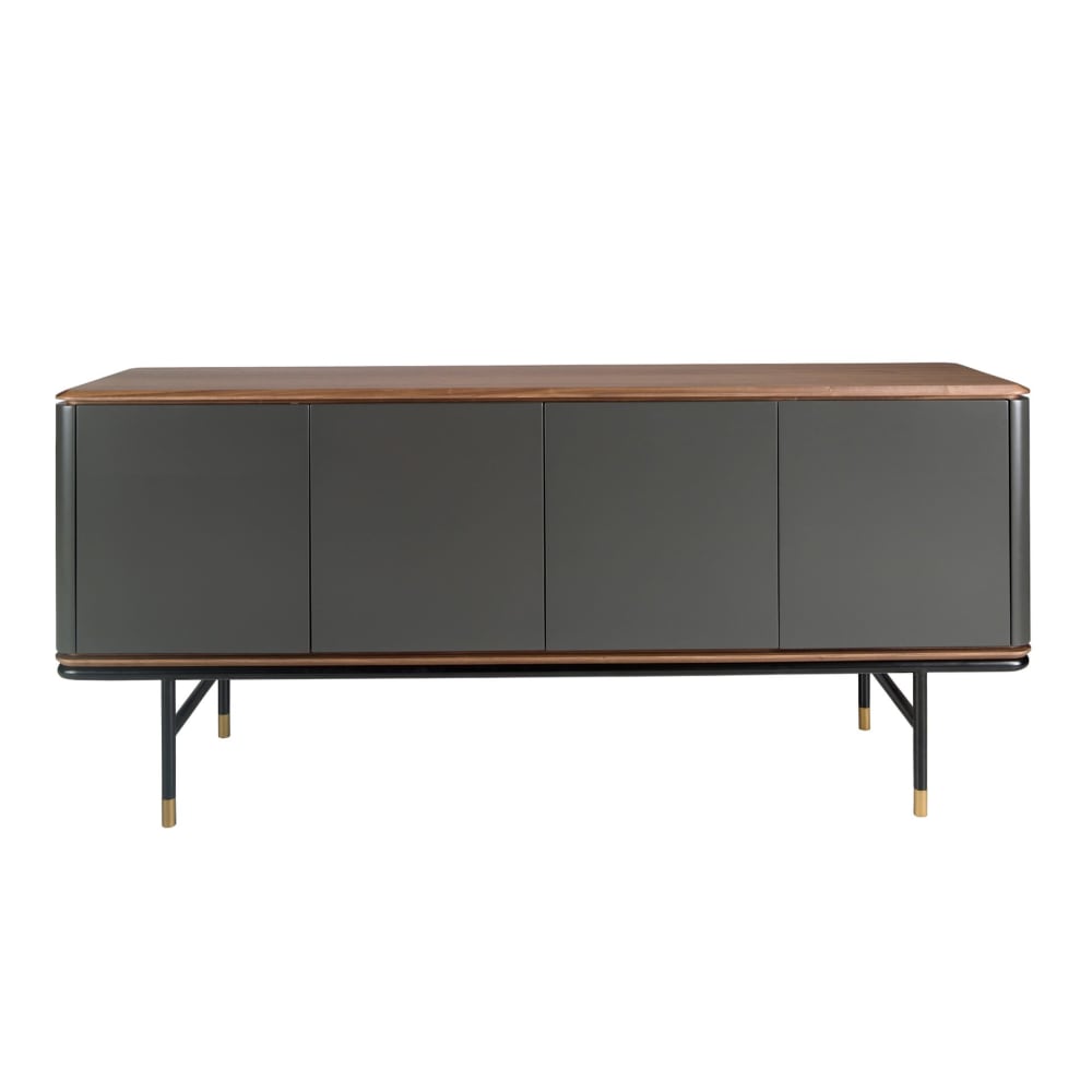 Buffet moderne en bois gris foncé et acier noir - Maisons du Monde