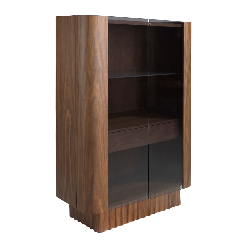 Buffet Haut en Verre Trempé avec Éclairage Intérieur