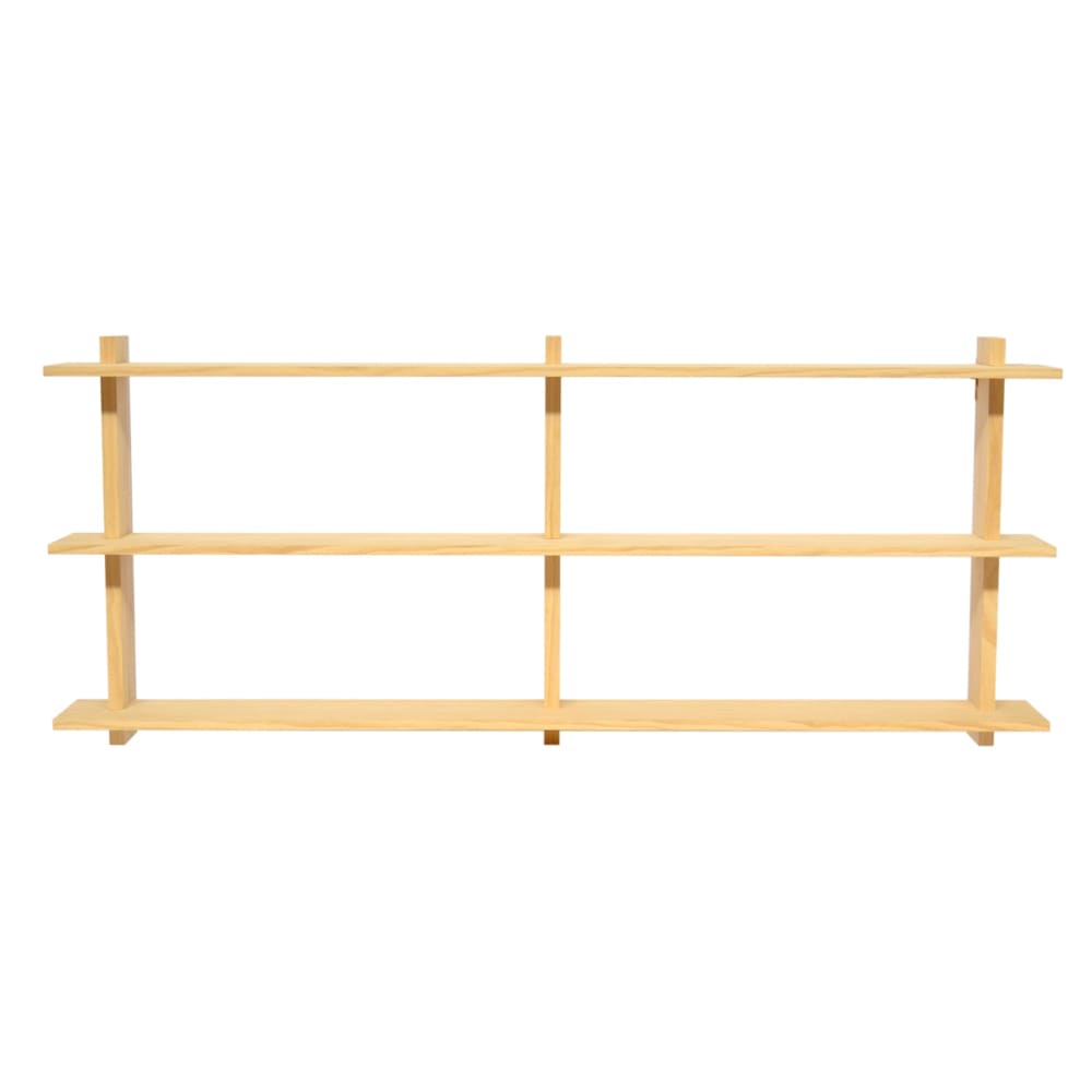 Triple étagère murale en bois de pin naturel 180 cm Verni