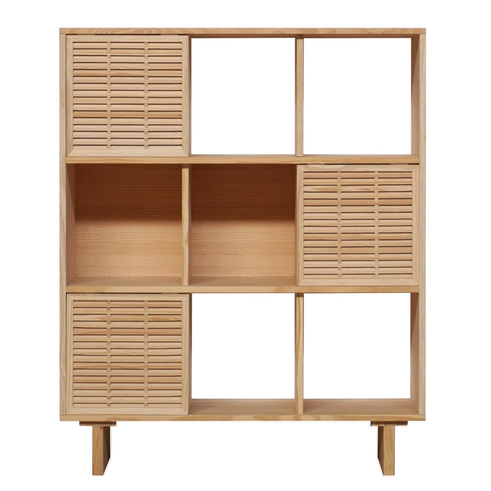 Naan Furniture Kleines Bücherregal aus massivem Kiefernholz 98 cm Lackiert Braun