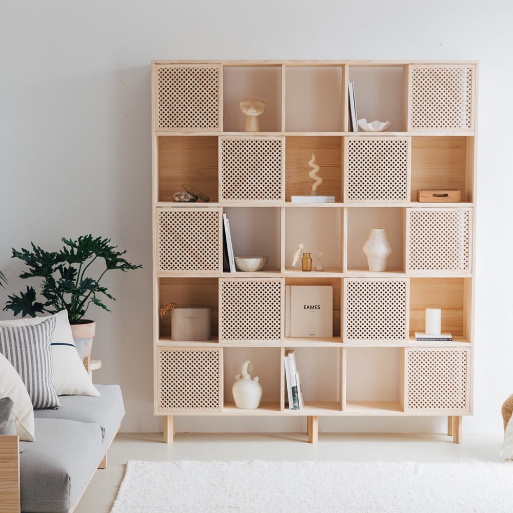Bücherregal aus Massives Naturholz 10 Türen 160 cm Lackiert -