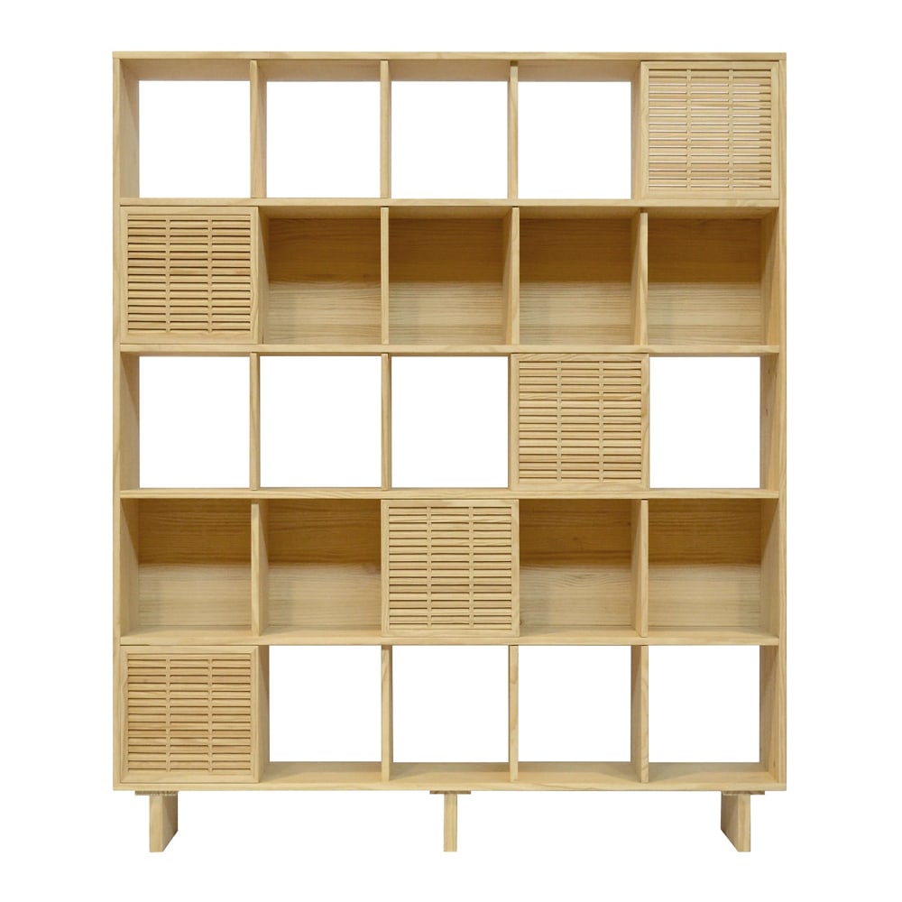 Naan Furniture Bücherregal aus massivem Kiefernholz natur 5 Türen 160 cm Lackiert Braun