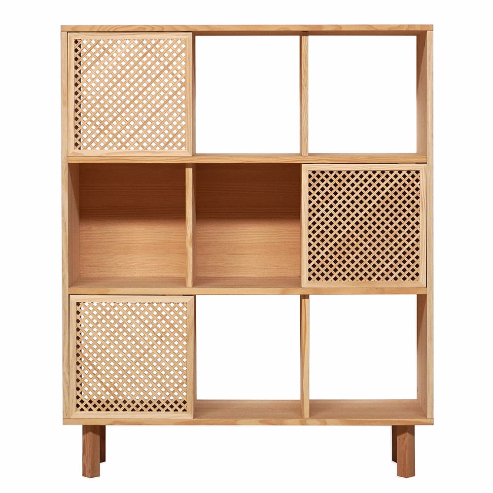 Petite bibliothèque en bois massif en bois naturel 98 cm Verni