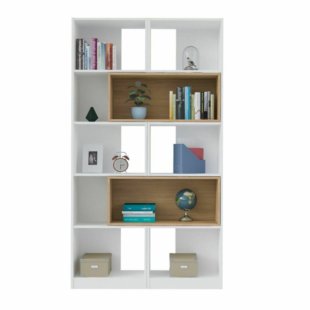 Etagère bibliothèque modulable blanc et bois