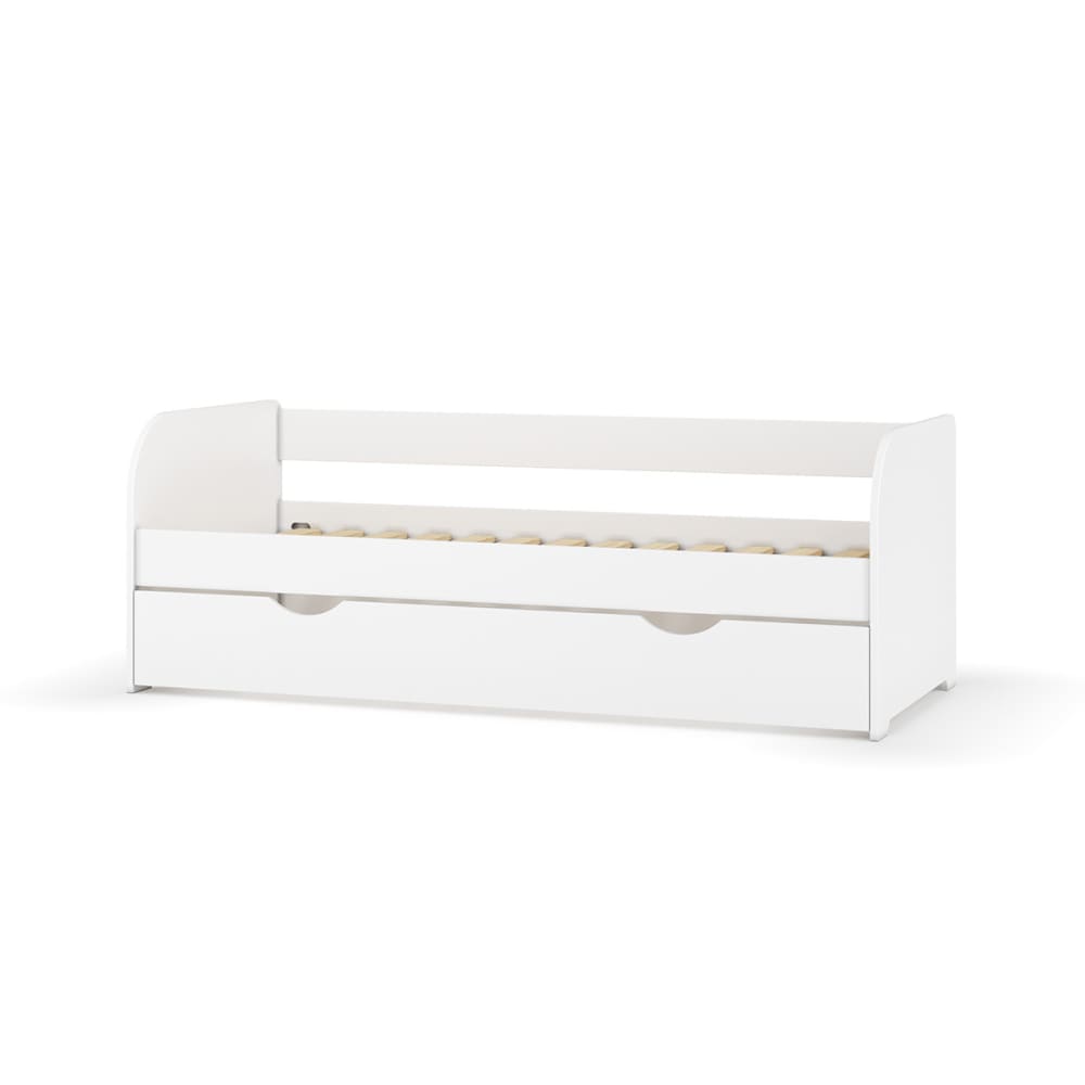 Lit banquette gigogne bois massif blanc 80x200 cm
