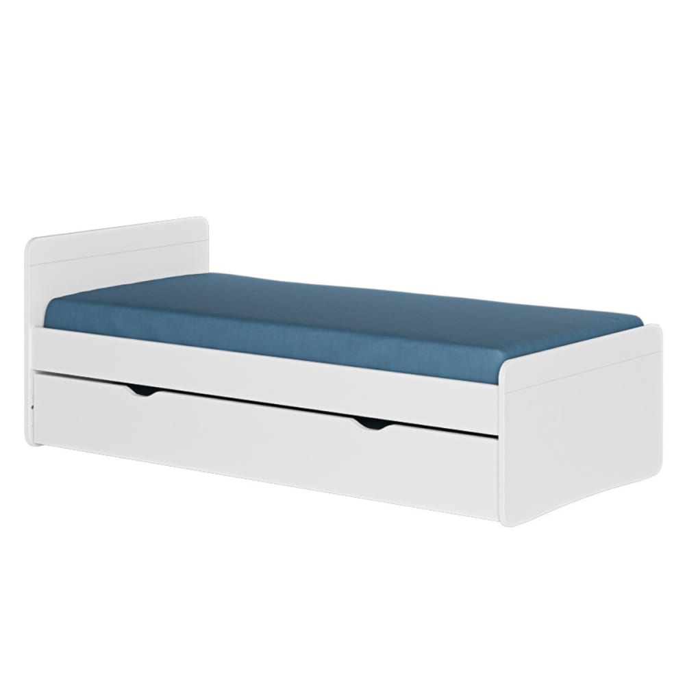 Pack lit gigogne avec matelas bois massif blanc 90x200 cm