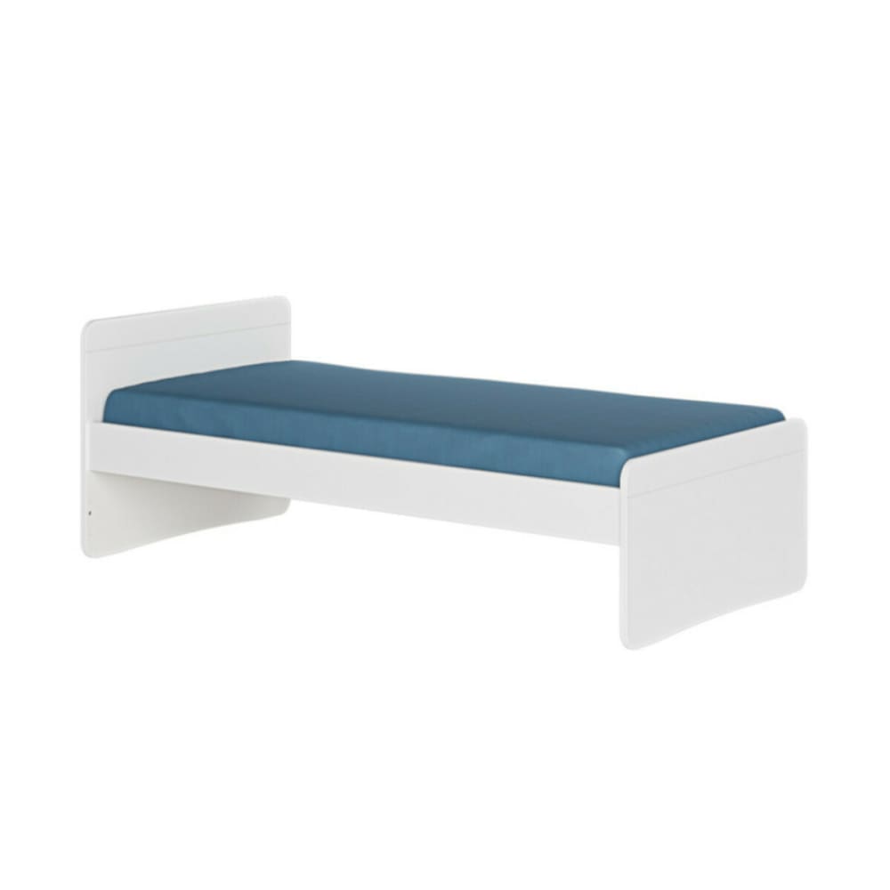 Pack lit avec matelas bois massif blanc 90x200 cm