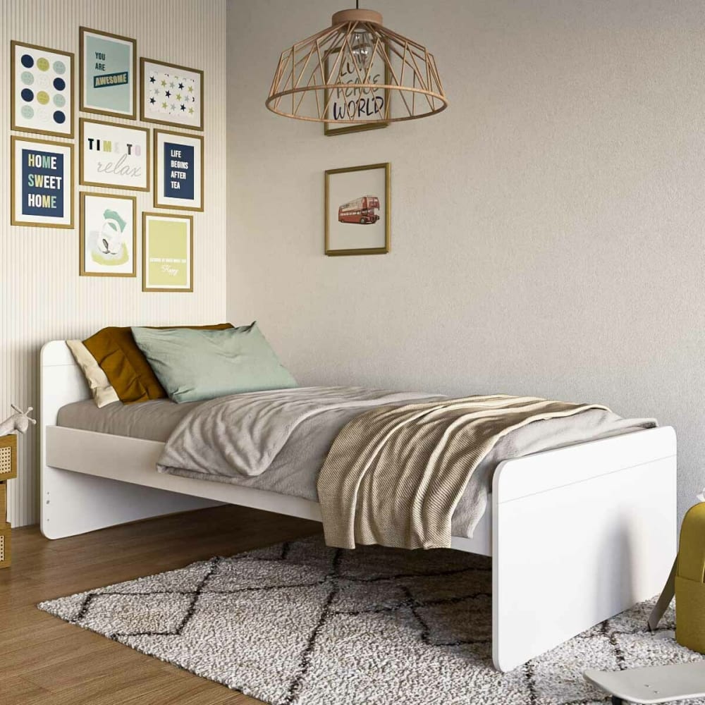 Pack lit avec matelas bois massif blanc 90x200 cm - Maisons du Monde