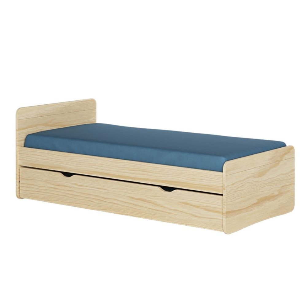Pack lit gigogne avec matelas bois massif 90x190 cm