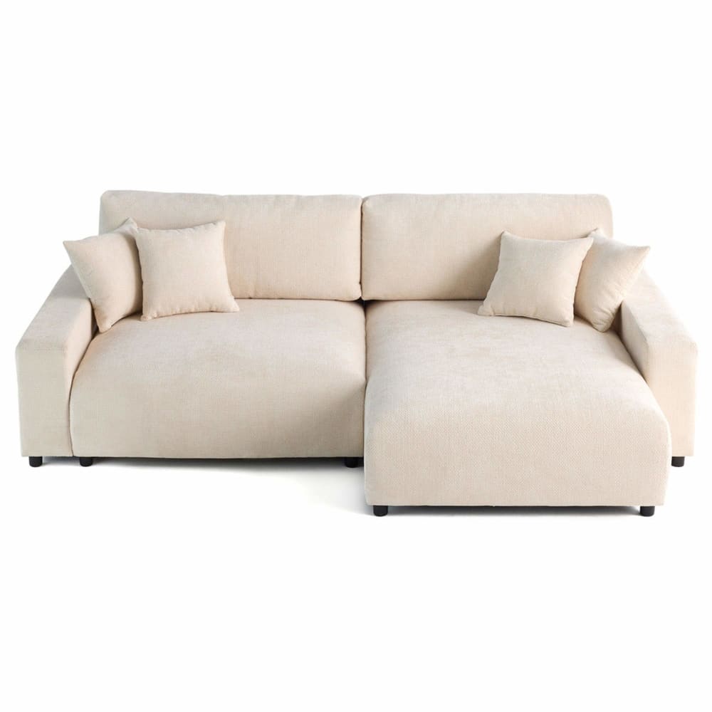 Canapé d'angle convertible 4 places en velours texturé