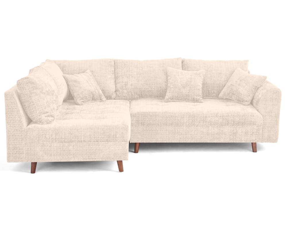 Canapé d'angle 4 places en velours texturé beige - Maisons du Monde