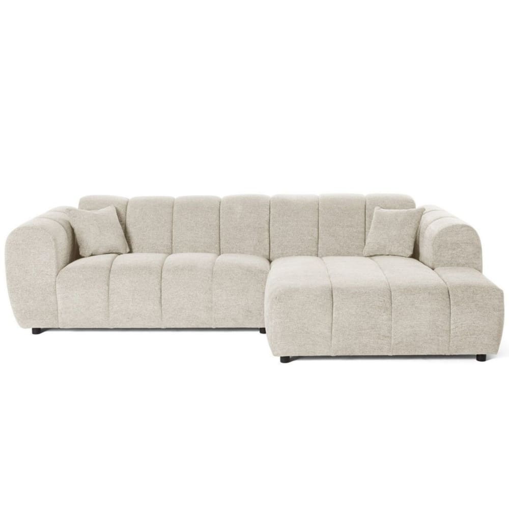 Canapé d'angle 4 places en tissu texturé beige