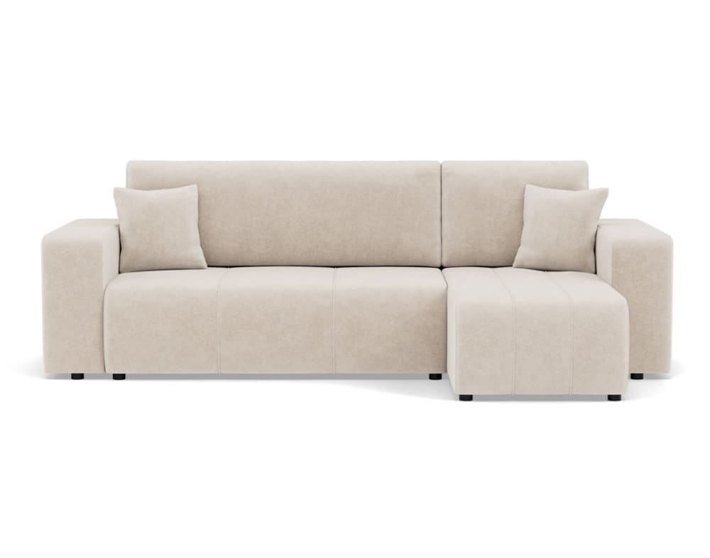 Canapé d'angle convertible 4 places en tissu beige